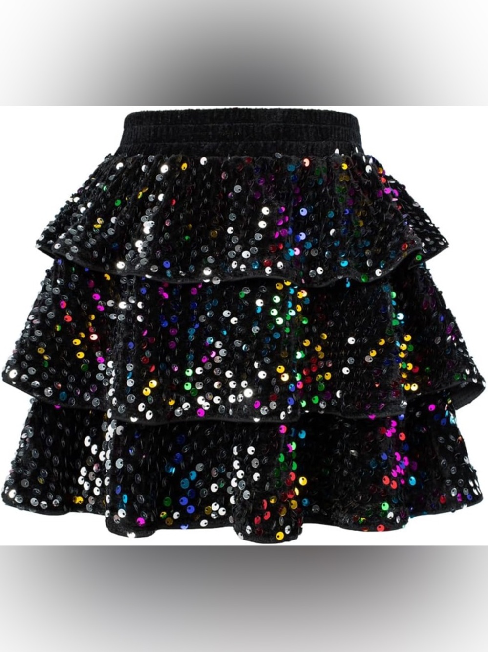 NWT Grace Karin black rainbow 🌈 sequin skirt 12y girls boutique